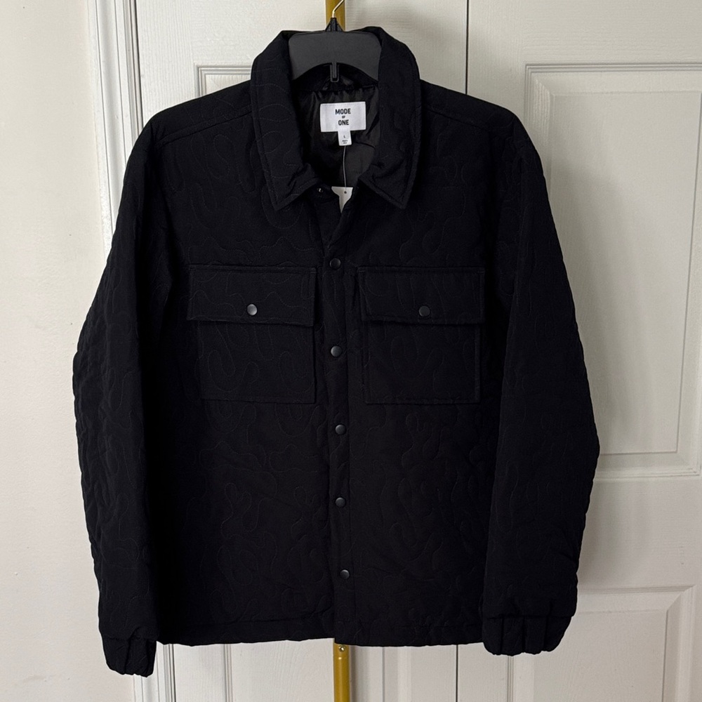 Mode Of One Stylish Black Quilted Shirt Jacket